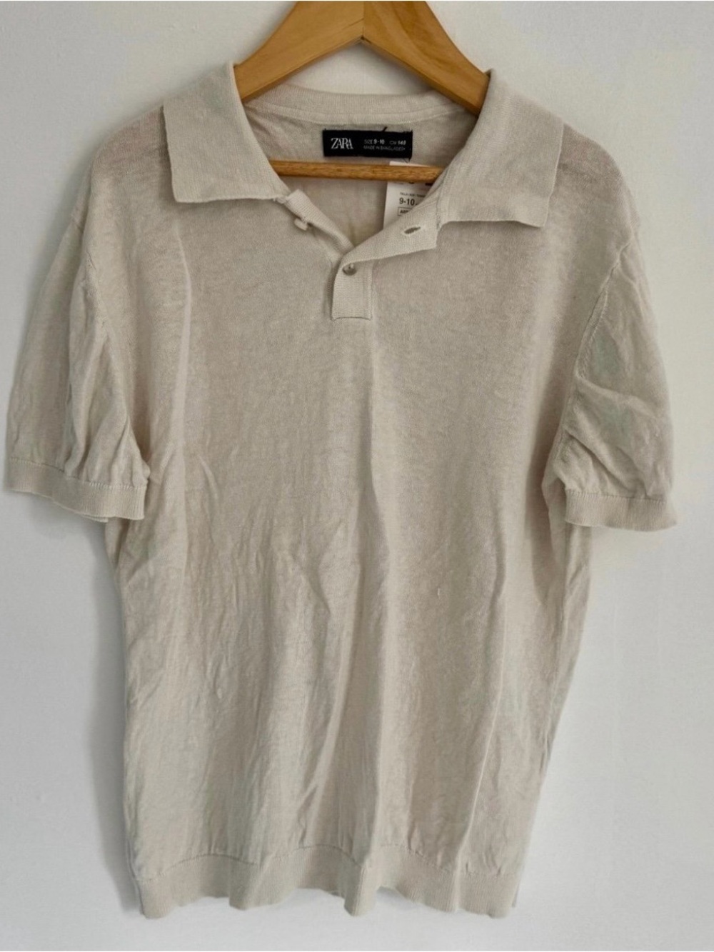 Zara Linen Blend Polo Shirt in Ecru
